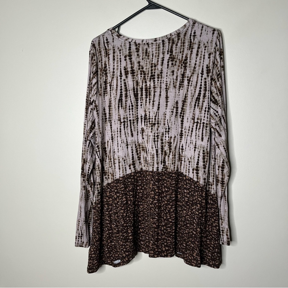 LOGO Lori Goldstein Tie Dye Like Long Sleeves Tunic  With Contrast Hemline SZ XL - Picture 8 of 13